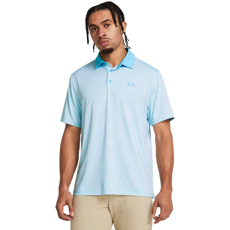 Under Armour Playoff 3.0 Printed Polo Shirt - Sky Blue/White/Sky Blue