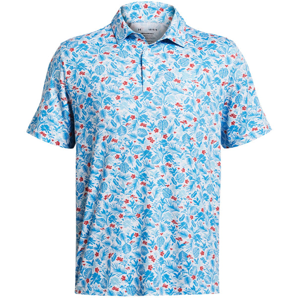 Under Armour Playoff 3.0 Printed Polo Shirt - White/Sky Blue/Sky Blue