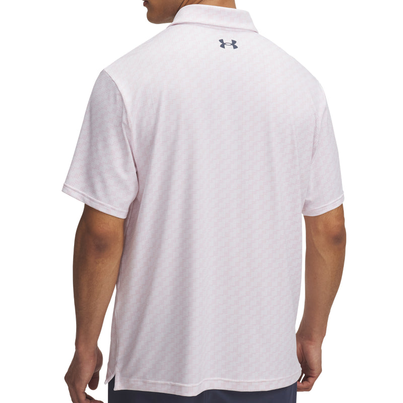 Under Armour Playoff 3.0 Printed Polo Shirt - White/Prime Pink/Downpour Grey