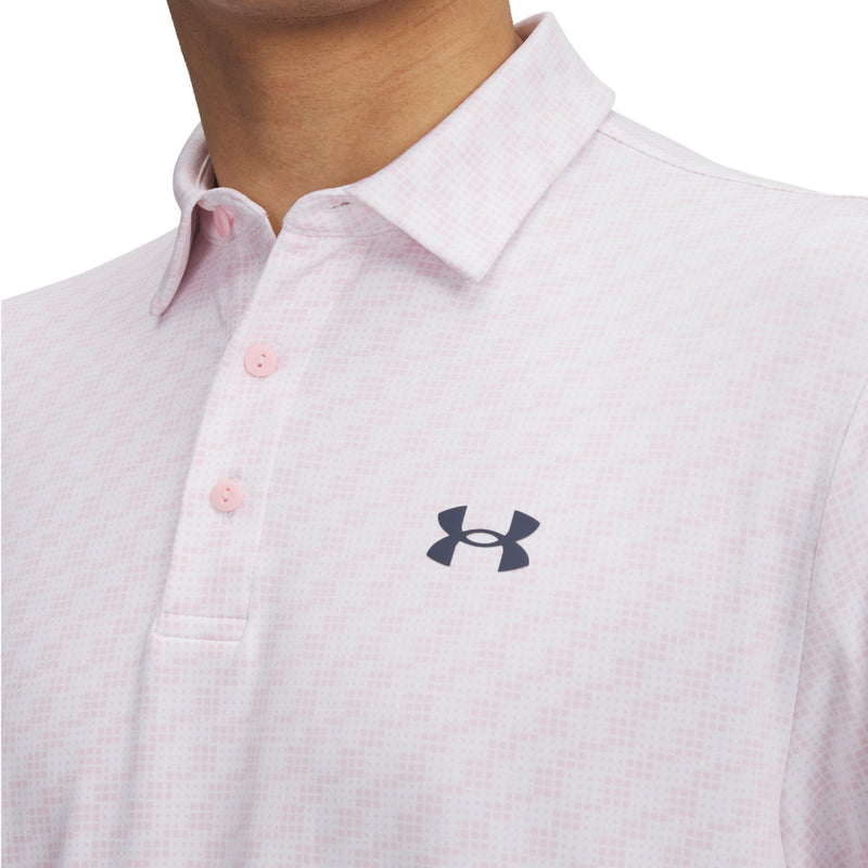 Under Armour Playoff 3.0 Printed Polo Shirt - White/Prime Pink/Downpour Grey