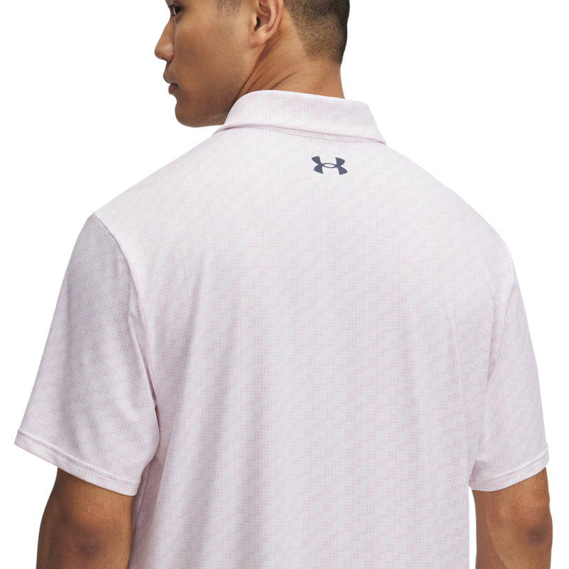 Under Armour Playoff 3.0 Printed Polo Shirt - White/Prime Pink/Downpour Grey