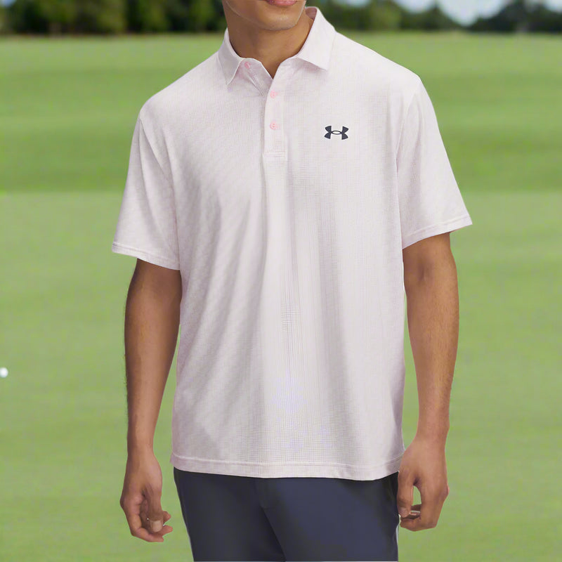 Under Armour Playoff 3.0 Printed Polo Shirt - White/Prime Pink/Downpour Grey