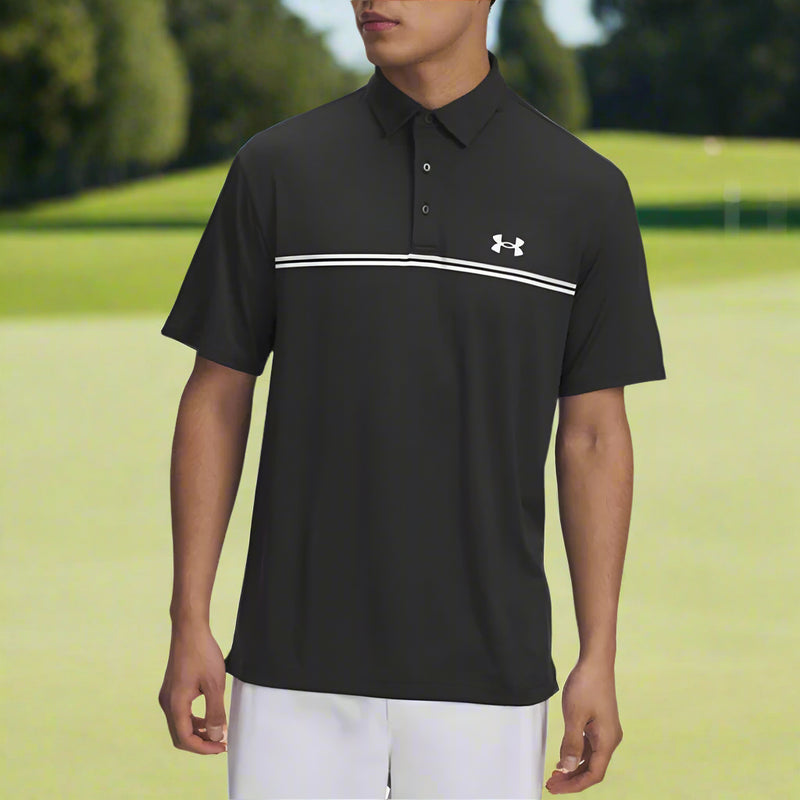 Under Armour Playoff 3.0 Stripe Polo Shirt - Black/Summit White/White