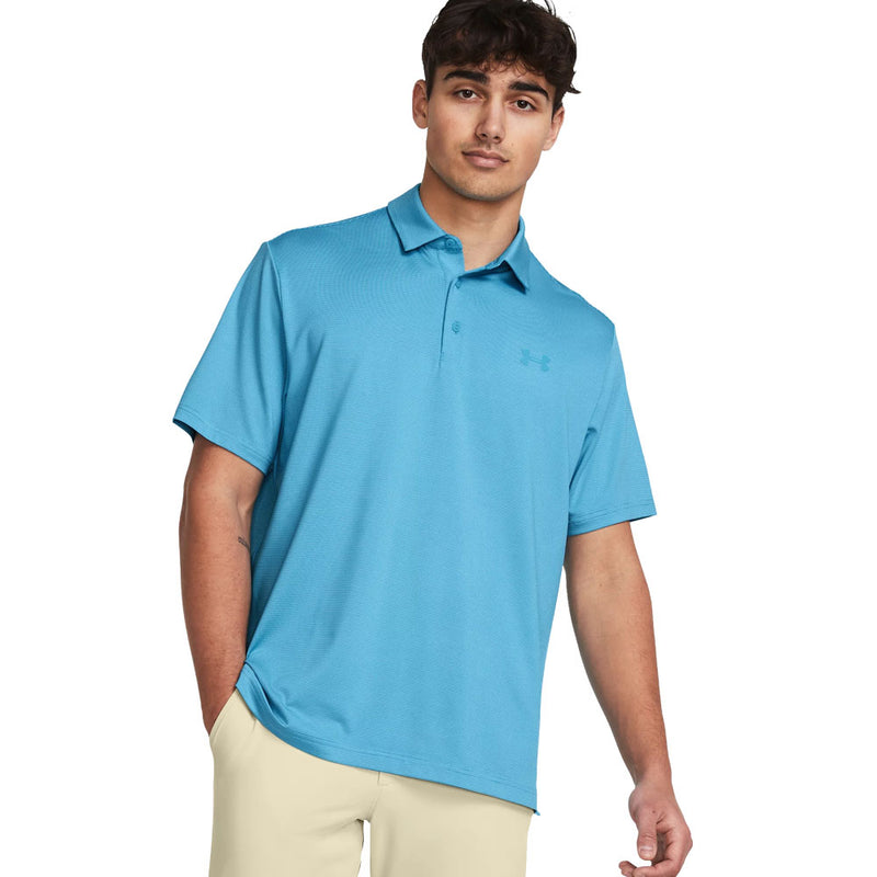 Under Armour Playoff 3.0 Stripe Polo Shirt - Capri/Sky Blue/Capri