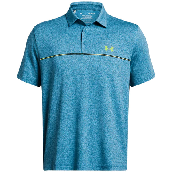 Under Armour Playoff 3.0 Stripe Polo Shirt - Capri/High Vis Yellow/Hydro Teal