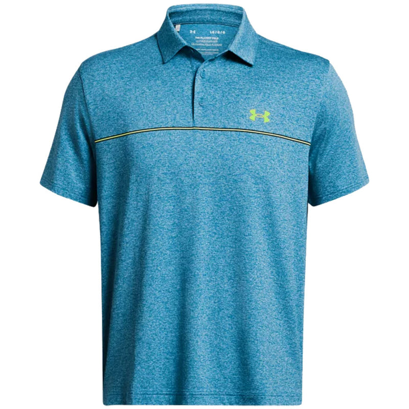 Under Armour Playoff 3.0 Stripe Polo Shirt - Capri/High Vis Yellow/Hydro Teal