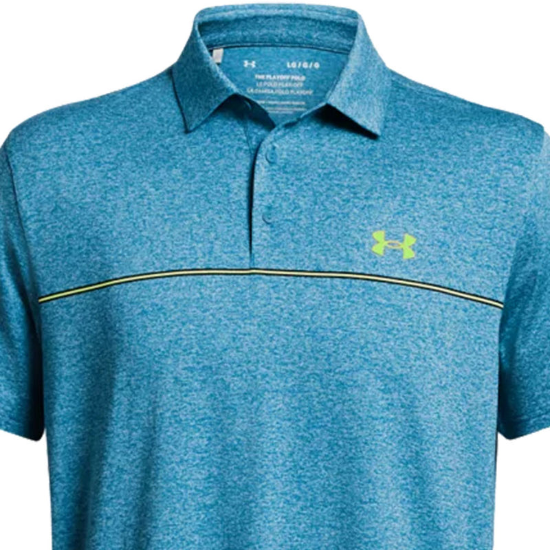 Under Armour Playoff 3.0 Stripe Polo Shirt - Capri/High Vis Yellow/Hydro Teal