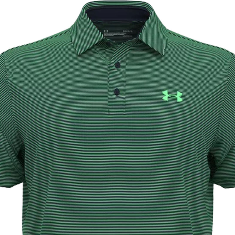 Under Armour Playoff 3.0 Stripe Polo Shirt - Midnight Navy/Matrix Green/Midnight Navy