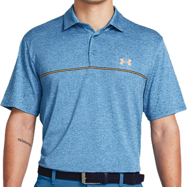 Under Armour Playoff 3.0 Stripe Polo Shirt - Photon Blue/Nova Orange/Midnight Navy