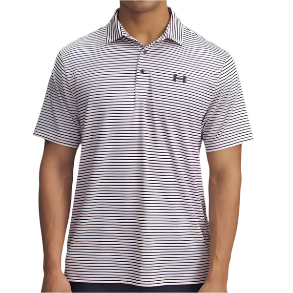 Under Armour Playoff 3.0 Stripe Polo Shirt - Prime Pink/Midnight Navy/Midnight Navy