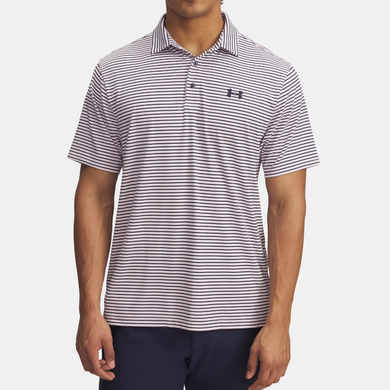 Under Armour Playoff 3.0 Stripe Polo Shirt - Prime Pink/Midnight Navy/Midnight Navy