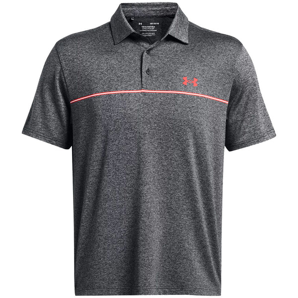 Under Armour Playoff 3.0 Stripe Polo Shirt - Black/Red Solstice