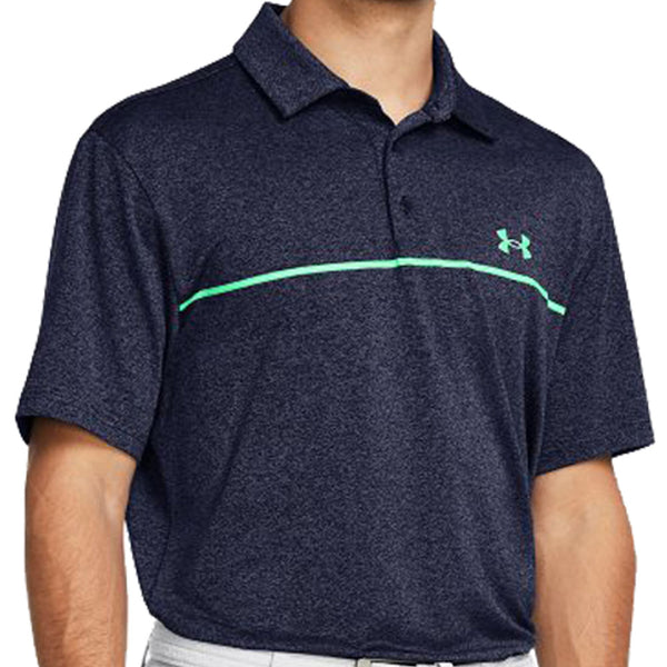 Under Armour Playoff 3.0 Stripe Polo Shirt - Midnight Navy/Vapor Green