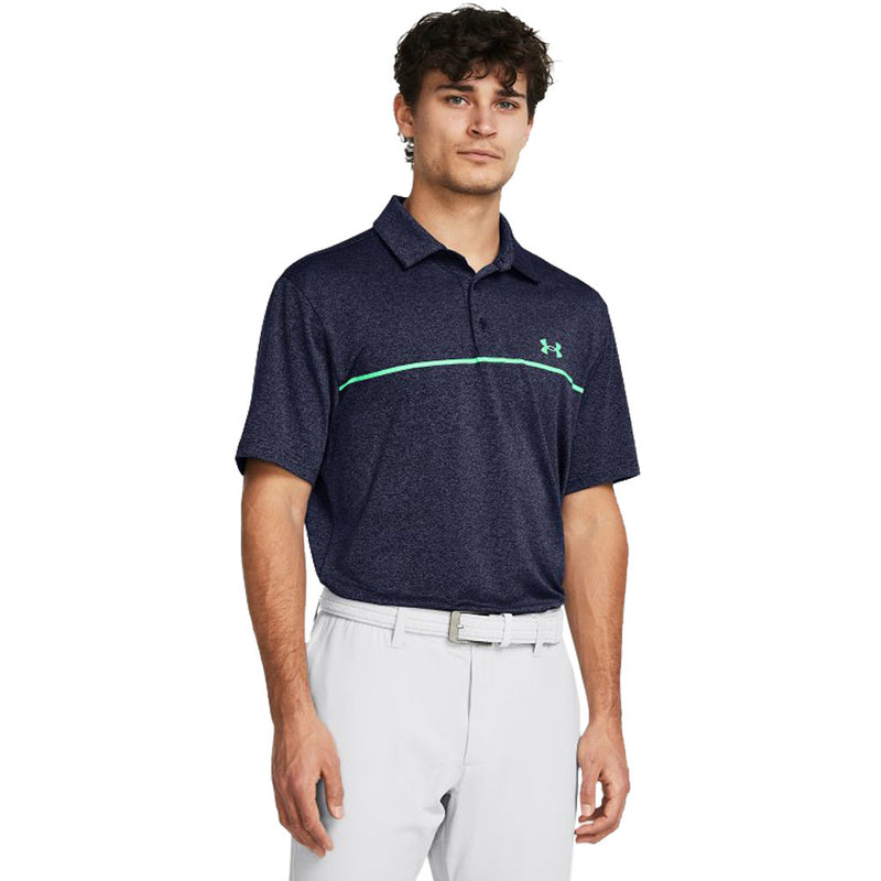 Under Armour Playoff 3.0 Stripe Polo Shirt - Midnight Navy/Vapor Green