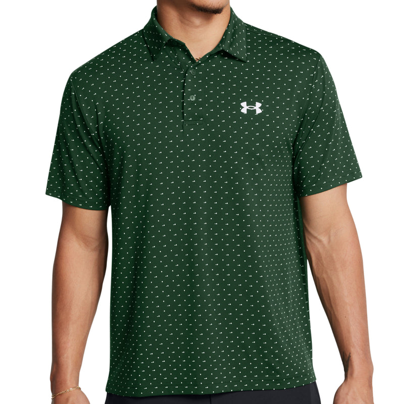 Under Armour Playoff 3.0 Printed Polo Shirt - Forest Green/White