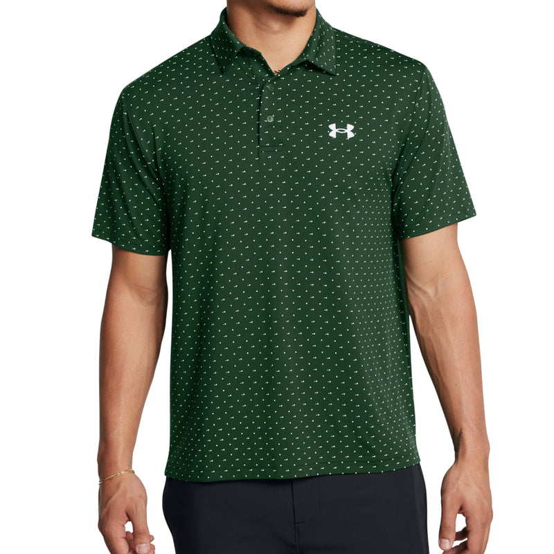 Under Armour Playoff 3.0 Printed Polo Shirt - Forest Green/White