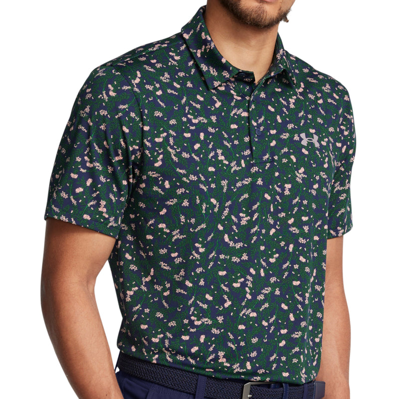 Under Armour Playoff 3.0 Printed Polo Shirt - Midnight Navy/Forest Green