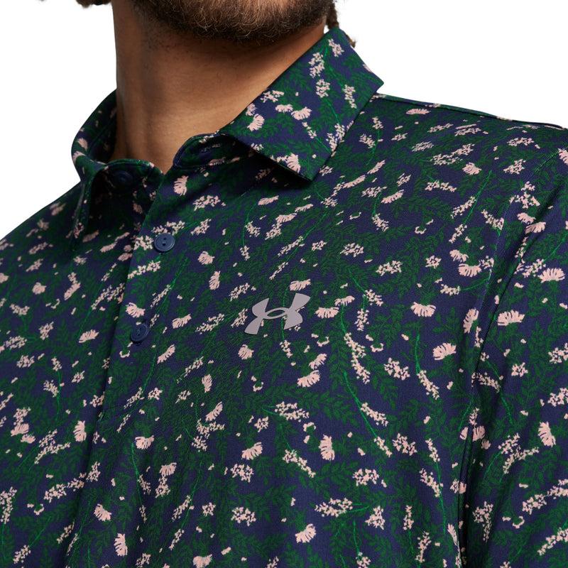 Under Armour Playoff 3.0 Printed Polo Shirt - Midnight Navy/Forest Green