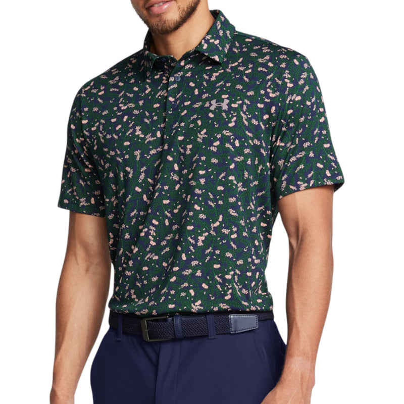 Under Armour Playoff 3.0 Printed Polo Shirt - Midnight Navy/Forest Green