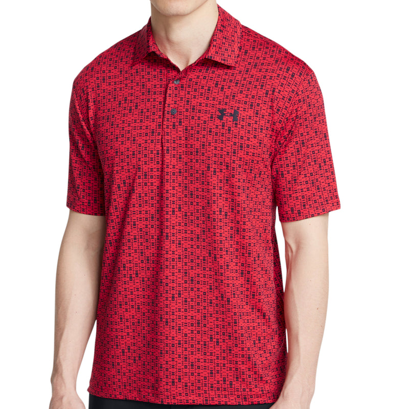 Under Armour Playoff 3.0 Printed Polo Shirt - Red/Midnight Navy