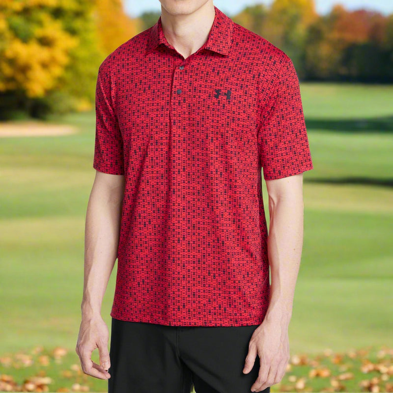 Under Armour Playoff 3.0 Printed Polo Shirt - Red/Midnight Navy