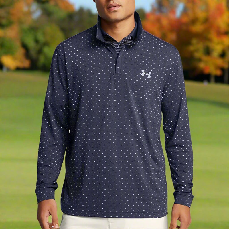 Under Armour Playoff Printed 1/4 Zip Sweater - Midnight Navy/White