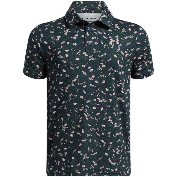 Under Armour Playoff Printed Junior Polo Shirt - Midnight Navy/Forest Green