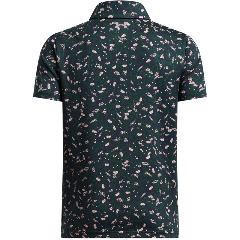 Under Armour Playoff Printed Junior Polo Shirt - Midnight Navy/Forest Green