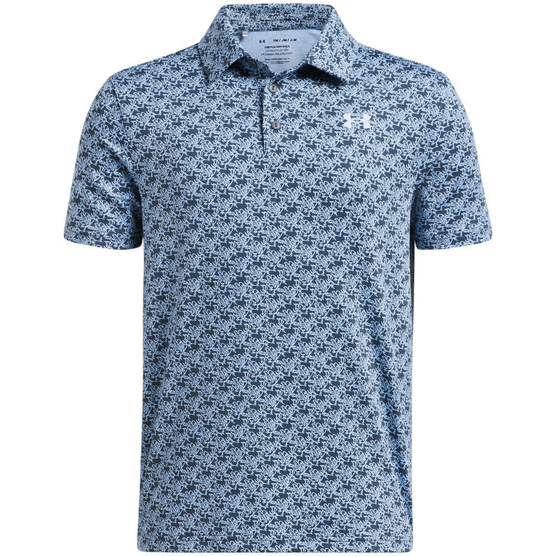 Under Armour Playoff Printed Junior Polo Shirt - Midnight Navy/Horizon Blue