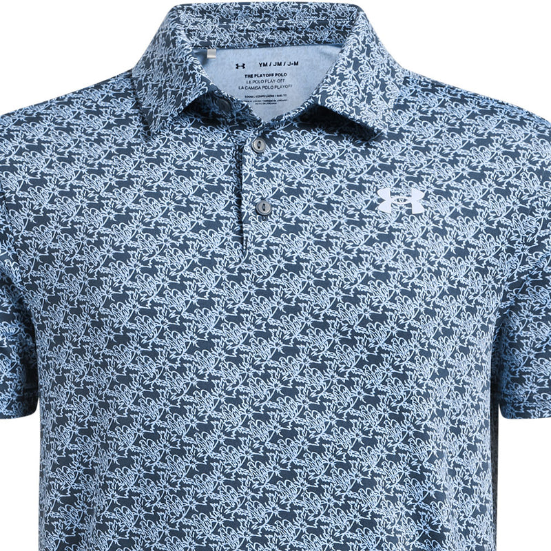 Under Armour Playoff Printed Junior Polo Shirt - Midnight Navy/Horizon Blue