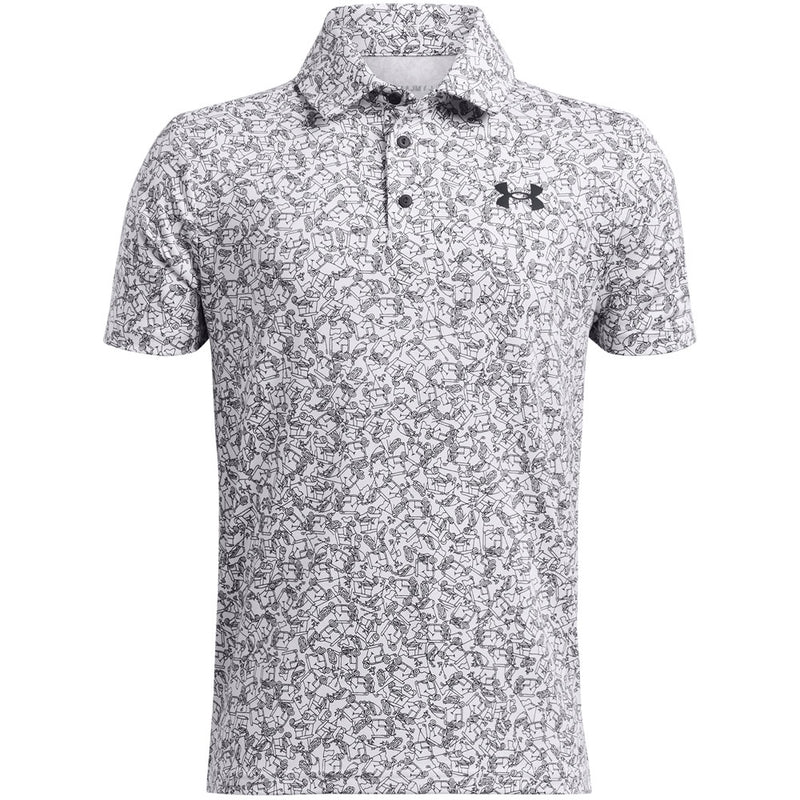 Under Armour Playoff Printed Junior Polo Shirt - White/Black