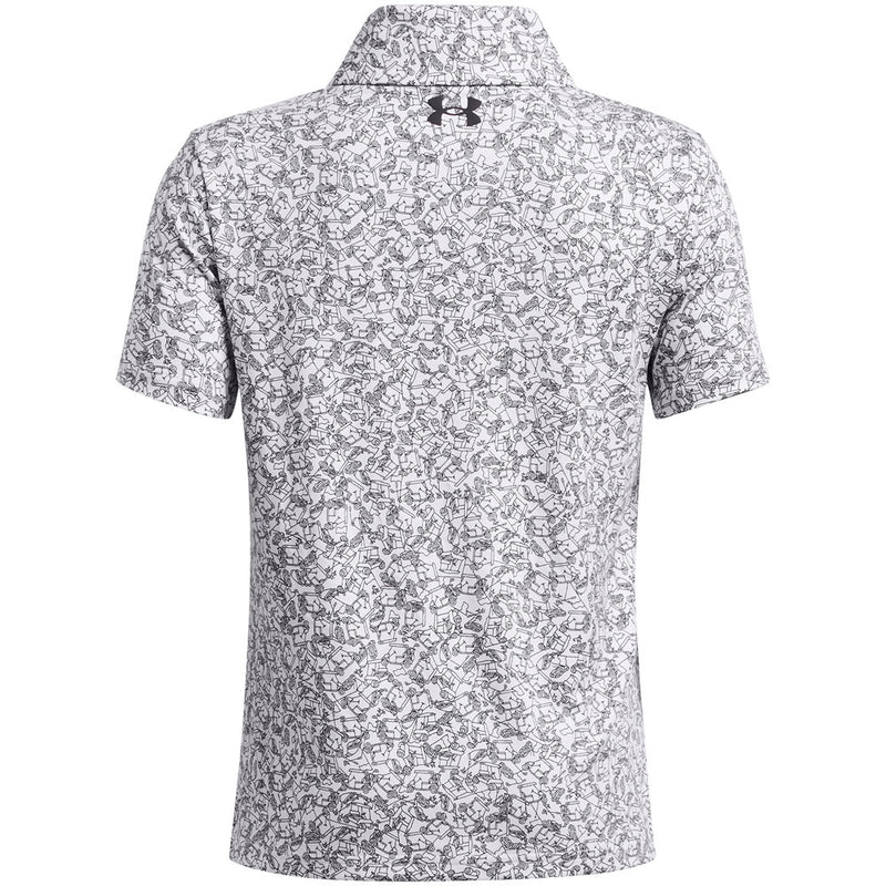 Under Armour Playoff Printed Junior Polo Shirt - White/Black