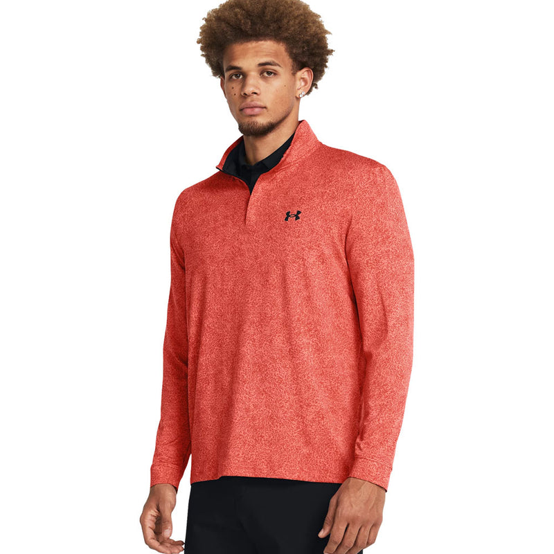 Under Armour Playoff Printed 1/4 Zip Pullover - Coho/Red Solstice/Black