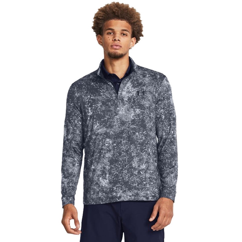 Under Armour Playoff Printed 1/4 Zip Pullover - Downpour Gray/Midnight Navy/Midnight Navy