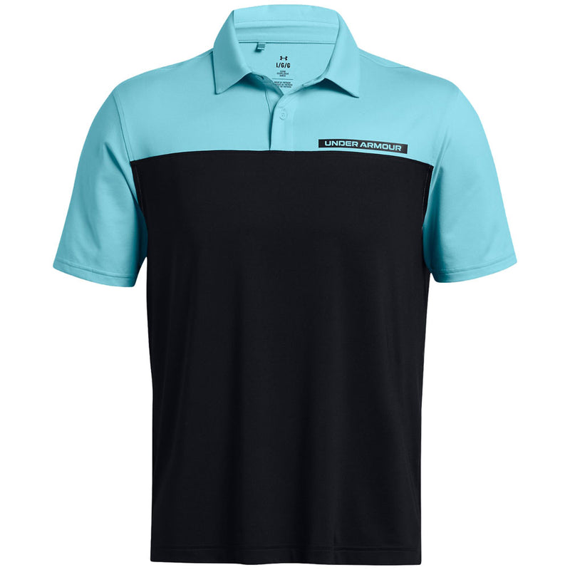 Under Armour T2G Colour Block Polo Shirt - Black/Sky Blue/Black