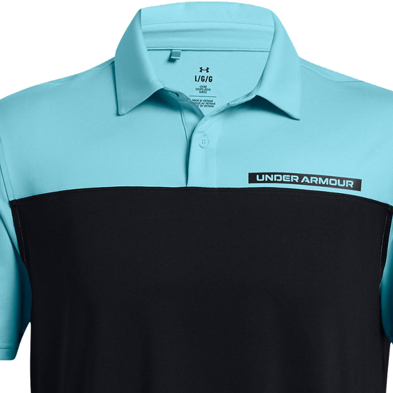 Under Armour T2G Colour Block Polo Shirt - Black/Sky Blue/Black