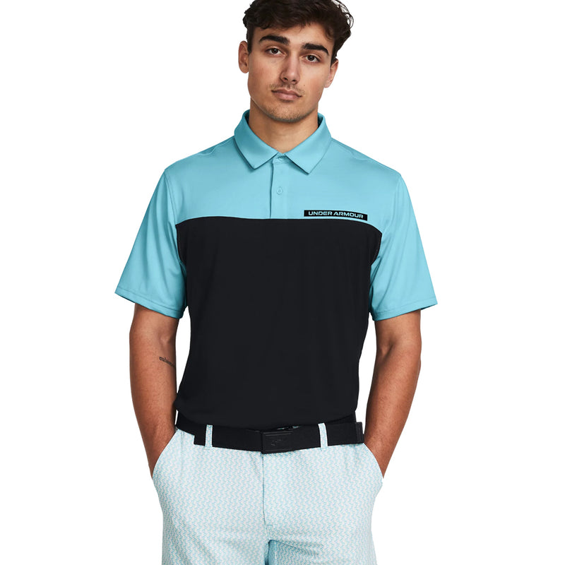 Under Armour T2G Colour Block Polo Shirt - Black/Sky Blue/Black