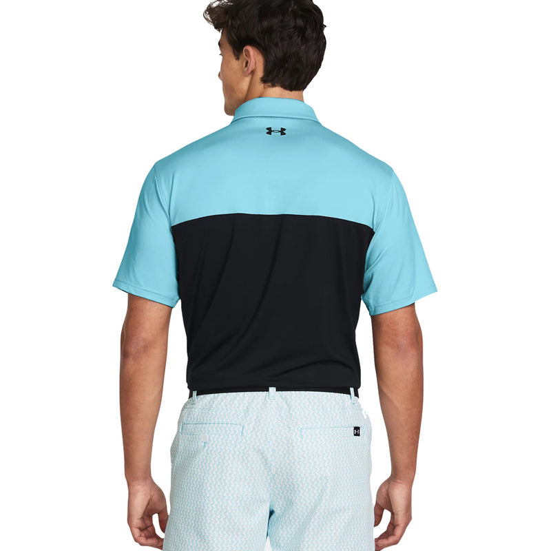 Under Armour T2G Colour Block Polo Shirt - Black/Sky Blue/Black