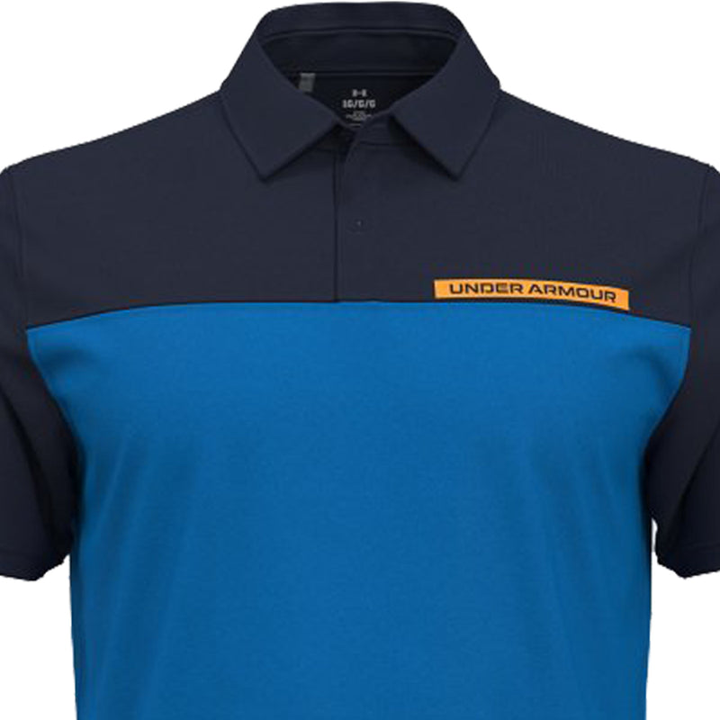 Under Armour T2G Color Block Polo Shirt - Photon Blue/Midnight Navy/Nova Orange