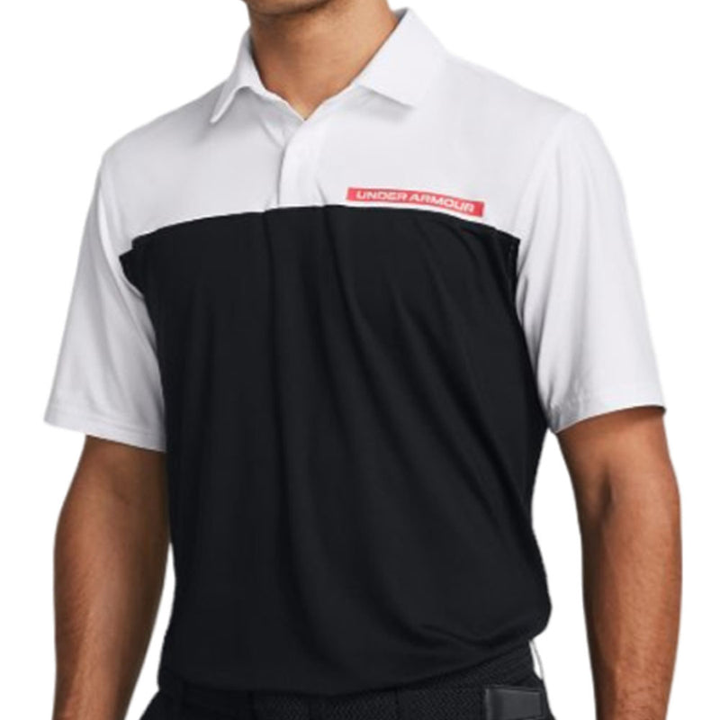 Under Armour T2G Colour Block Polo Shirt - Black/White/Red Solstice