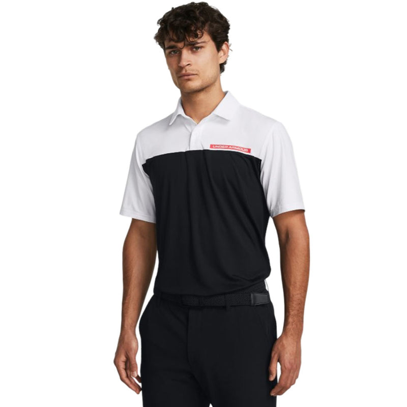 Under Armour T2G Colour Block Polo Shirt - Black/White/Red Solstice