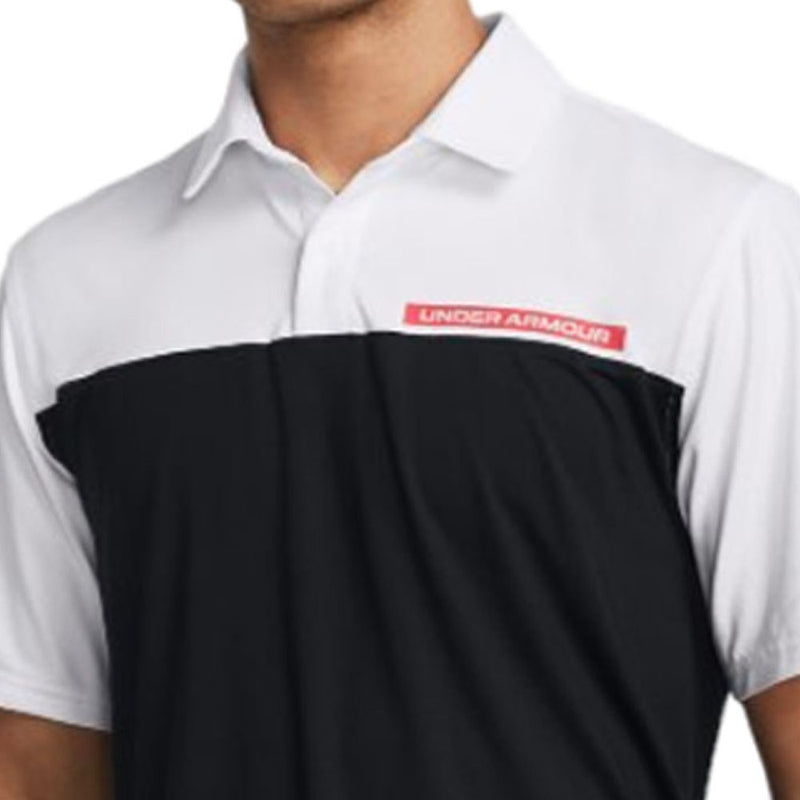 Under Armour T2G Colour Block Polo Shirt - Black/White/Red Solstice