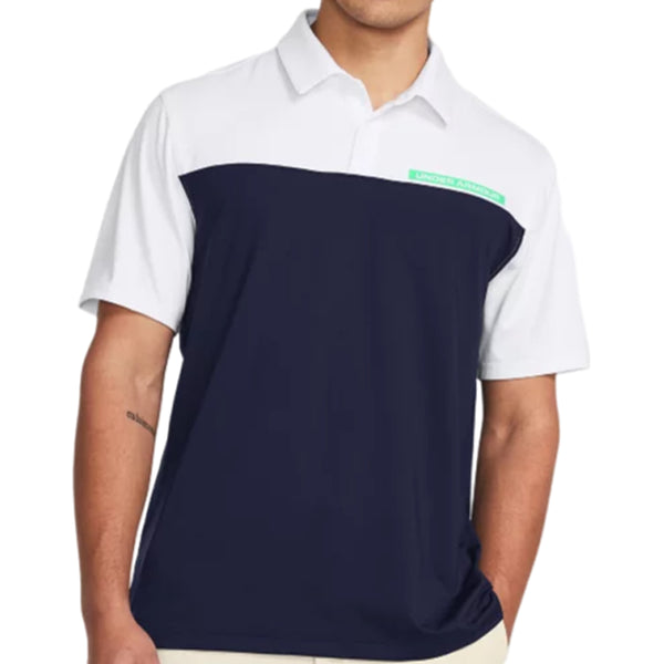 Under Armour T2G Color Block Polo Shirt - Midnight Navy/White/Vapor Green