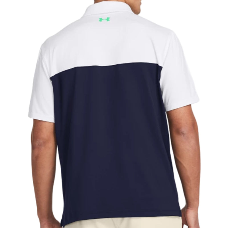 Under Armour T2G Color Block Polo Shirt - Midnight Navy/White/Vapor Green