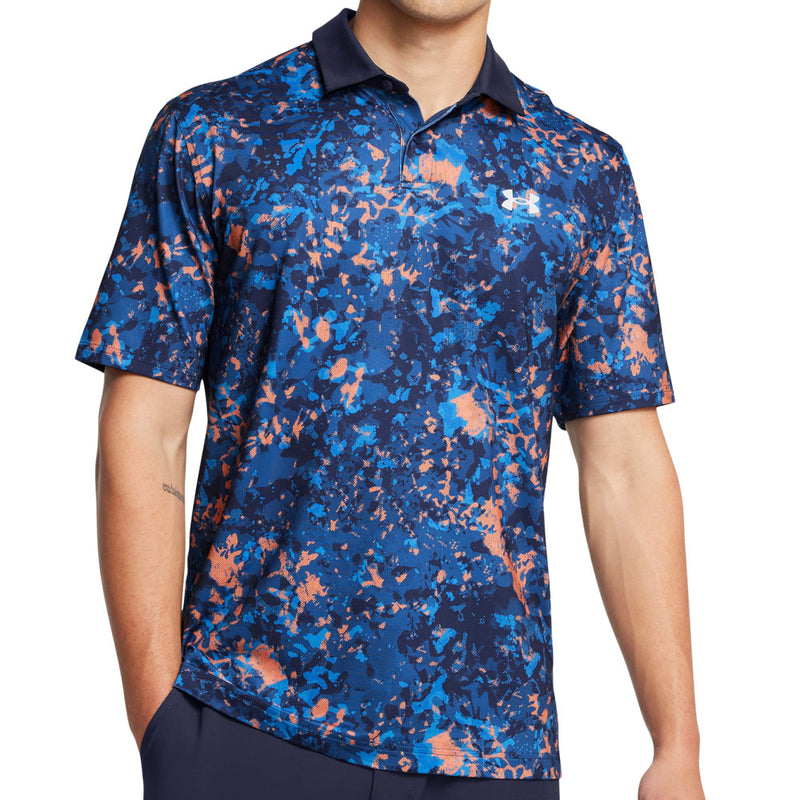 Under Armour T2G Printed Polo Shirt - Flare Orange/Tech Blue