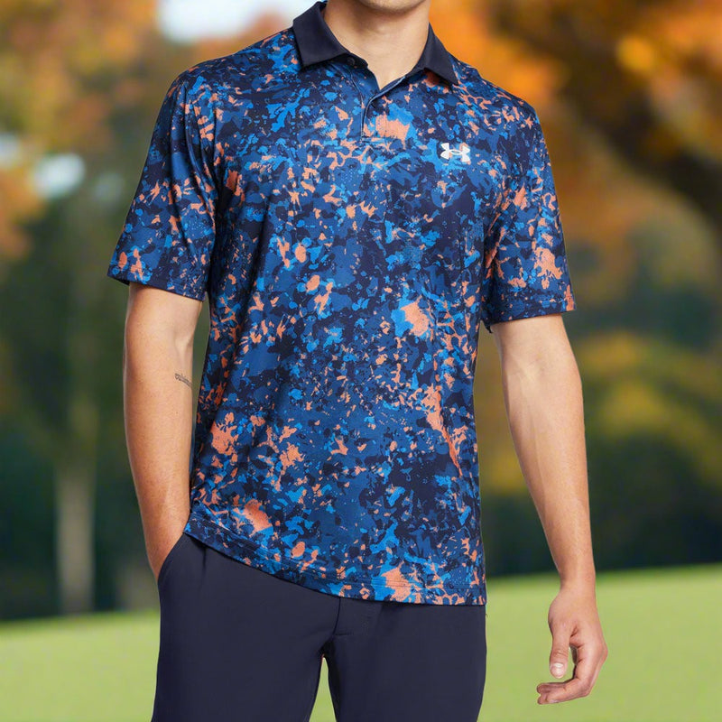 Under Armour T2G Printed Polo Shirt - Flare Orange/Tech Blue