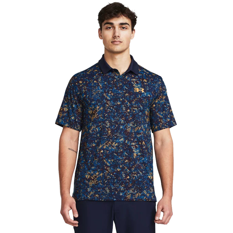 Under Armour T2G Printed Polo Shirt - Midnight Navy/Photon Blue/Nova Orange