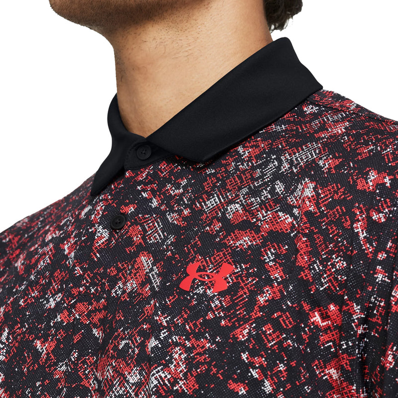 Under Armour T2G Printed Polo Shirt - Black/Red Solstice/Red Solstice