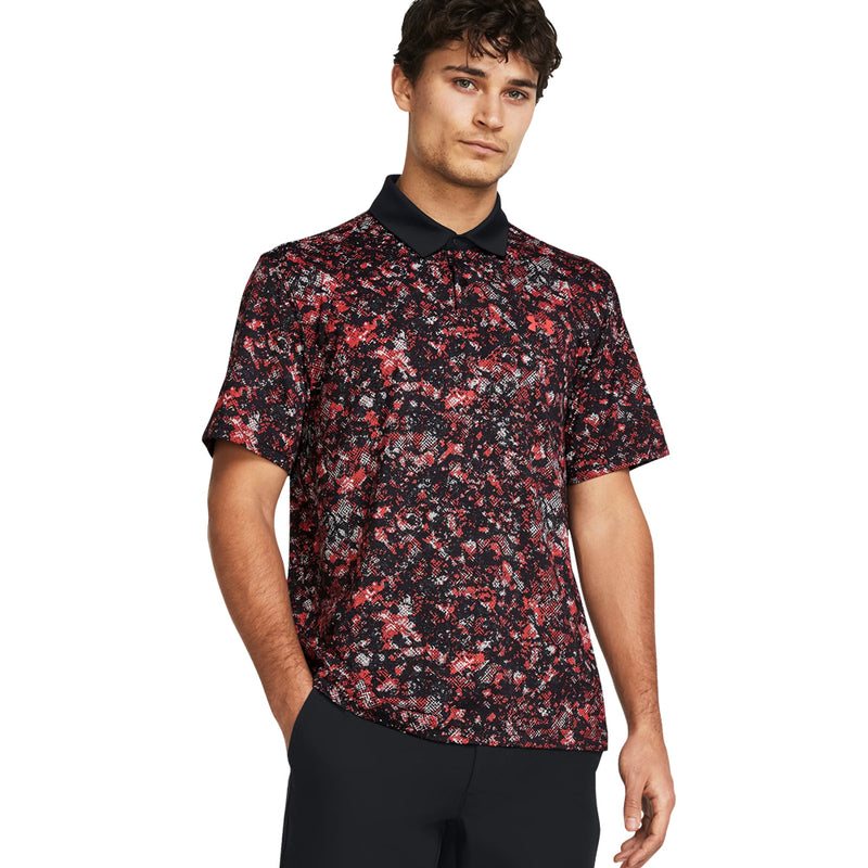 Under Armour T2G Printed Polo Shirt - Black/Red Solstice/Red Solstice