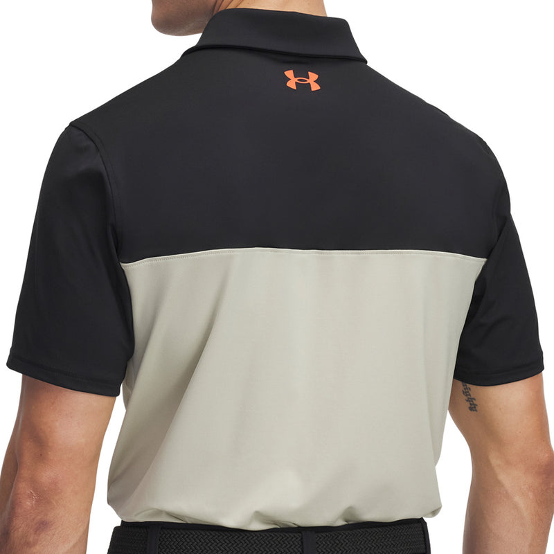 Under Armour Tee To Green Color Block Polo Shirt - Black/Khaki Base/Fire